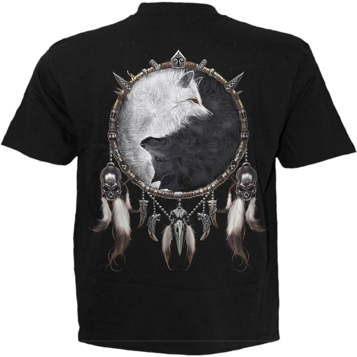 Wolf Chi gothic T-Shirt in Black by Spiral Clothing 