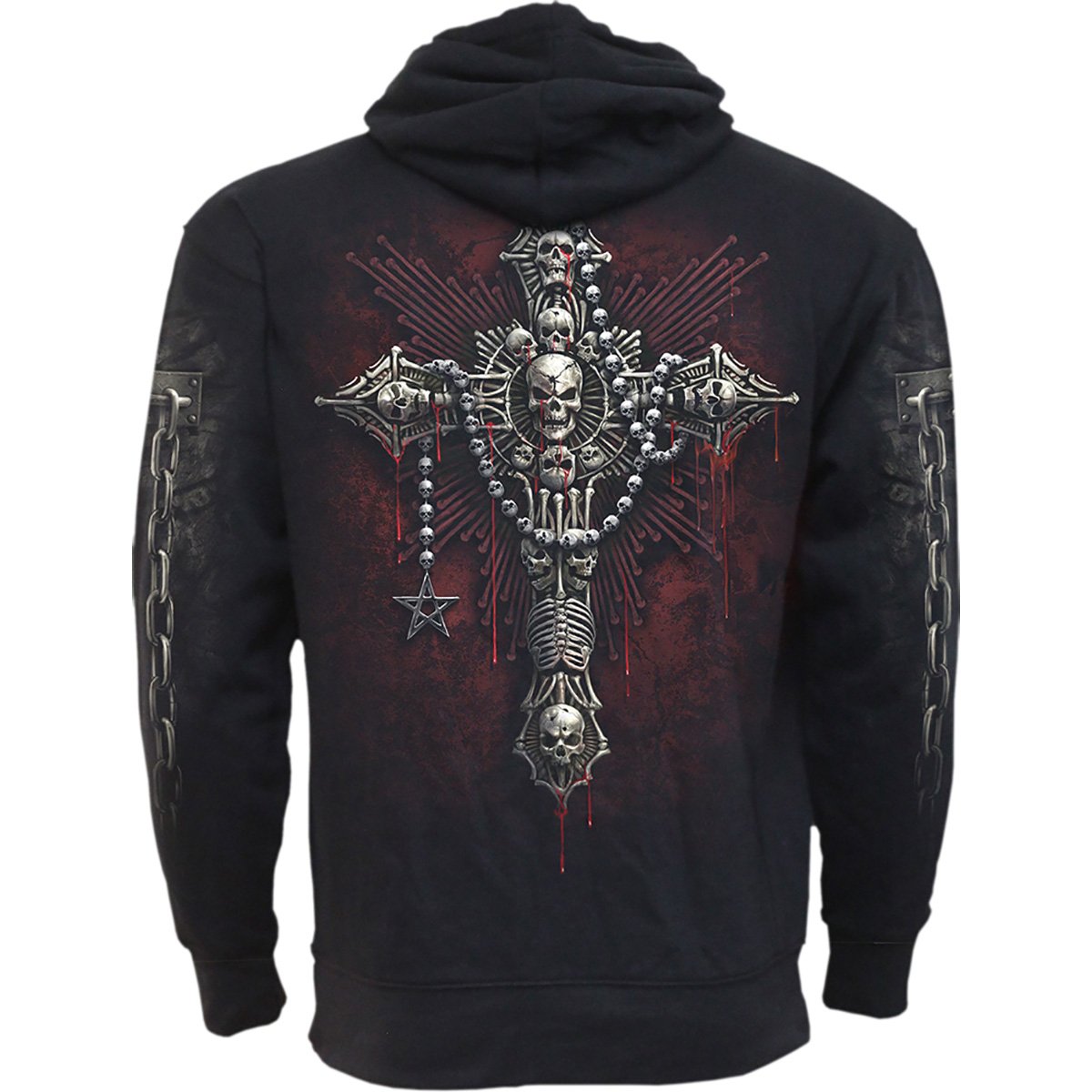 Death Bones gothic  Side Pocket Hoody in Black by Spiral Clothing 