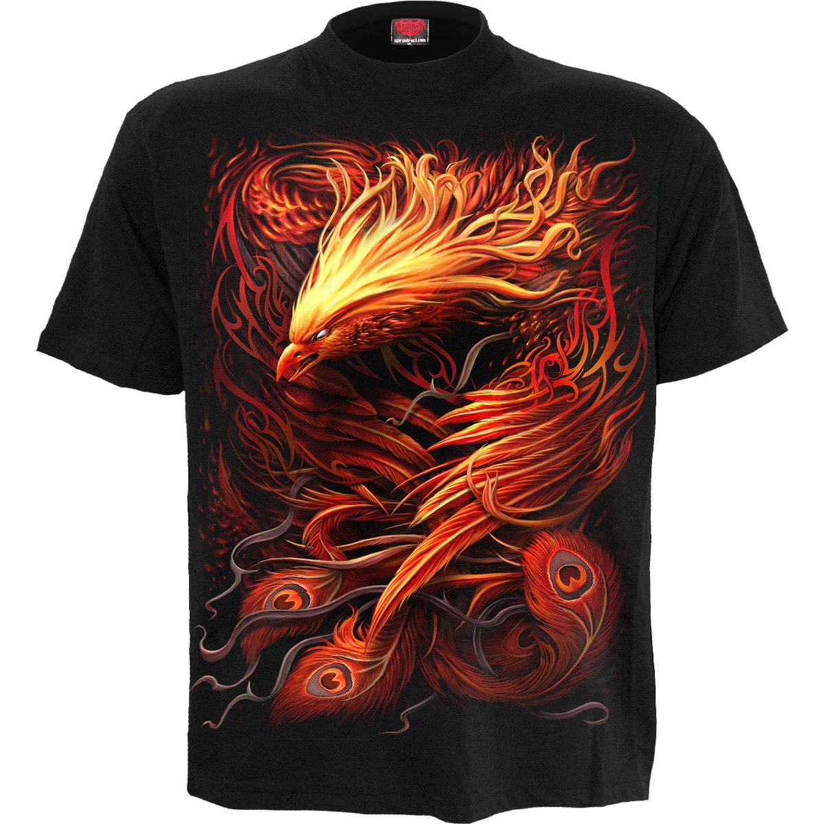 Phoenix Arisen gothic T-Shirt in Black by Spiral Clothing - Front view