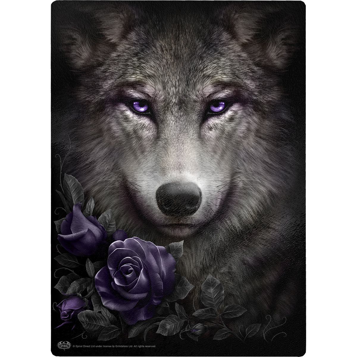 Wolf Roses gothic  Glass Chopping Board (Rectangular) in Black by Spiral Clothing 