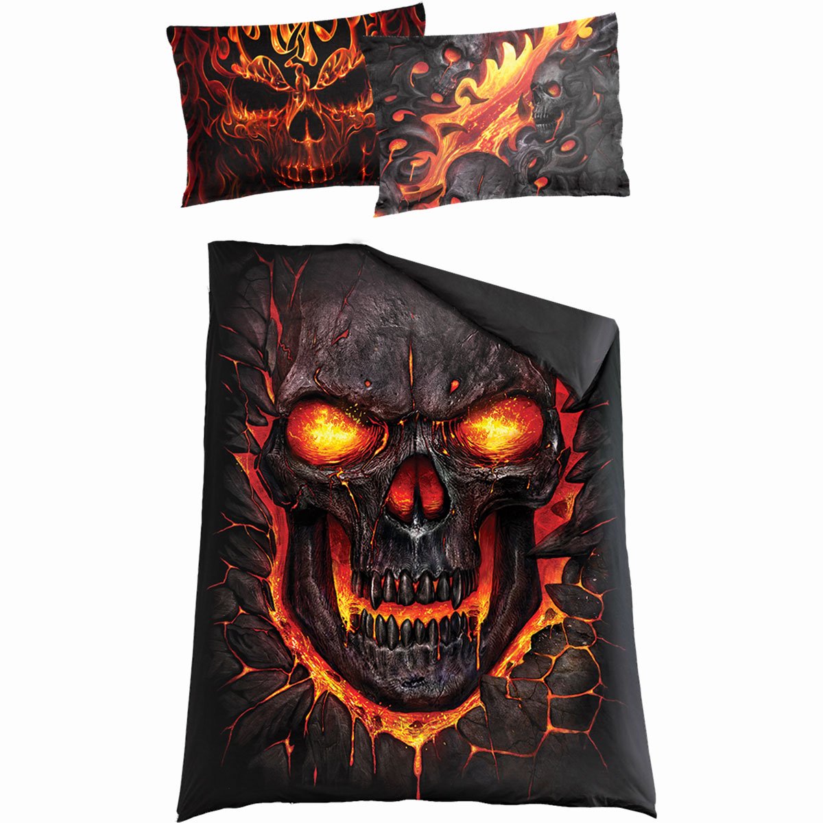 Skull Blast gothic Single Duvet Cover + UK And EU Pillow case in Black by Spiral Clothing 