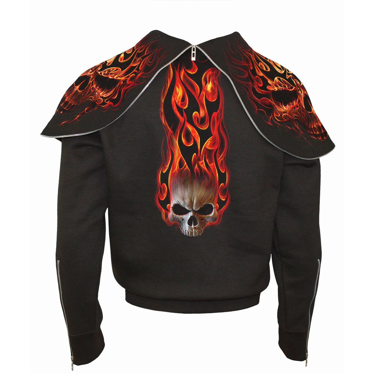 Back view of Skull Blast gothic  Hoody in Black by Spiral Clothing
