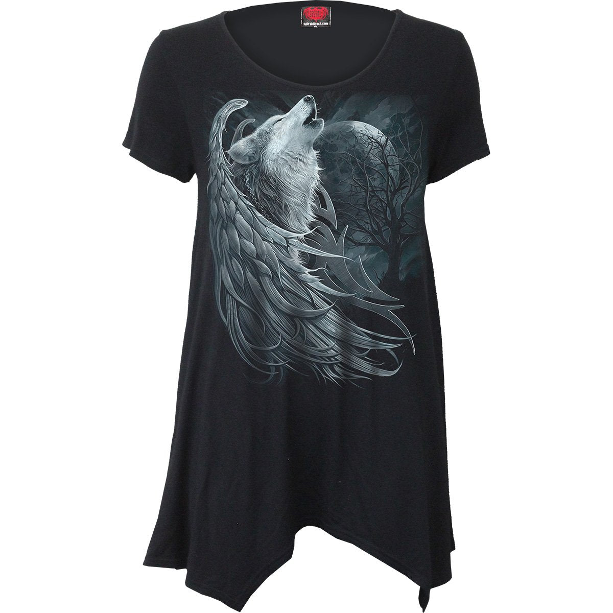 Wolf Spirit gothic Smock - Tunic Casual Top in Black by Spiral Clothing 