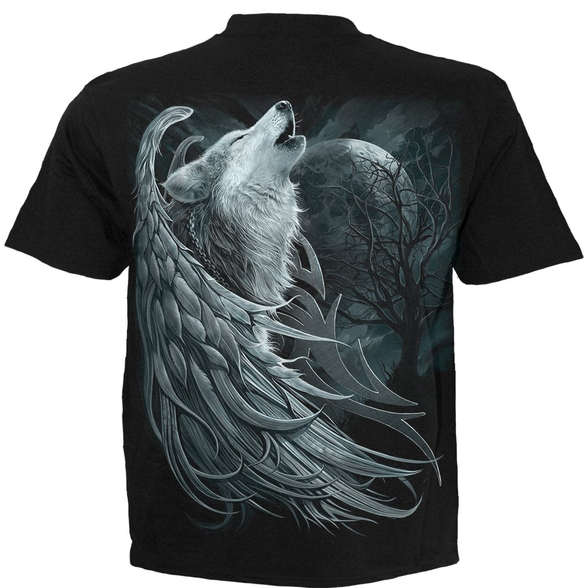 Wolf Spirit gothic  T-Shirt in Black by Spiral Clothing 