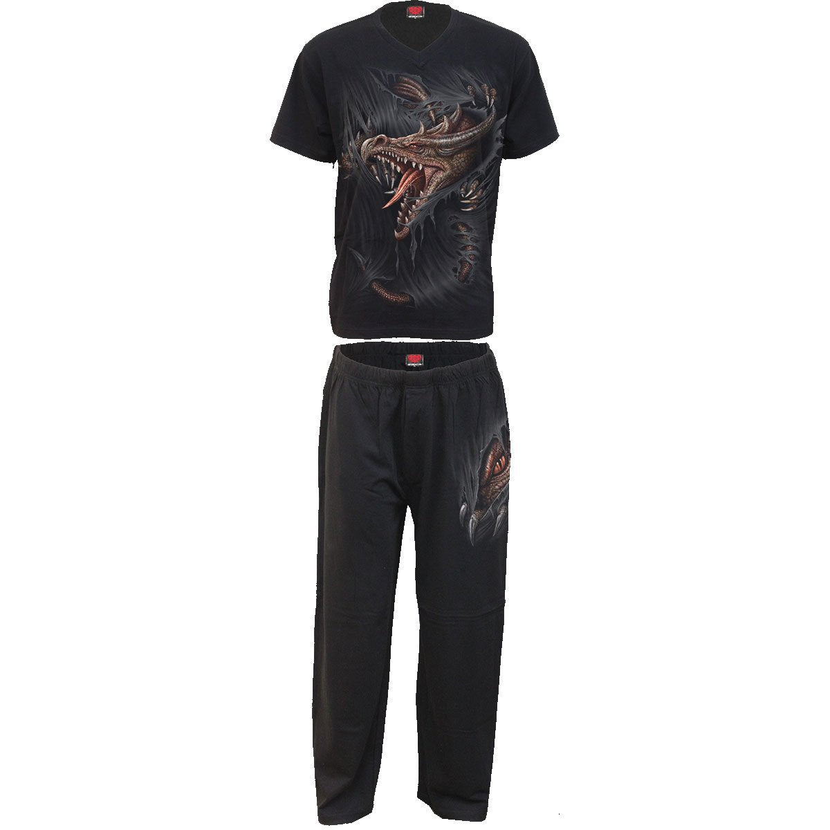 Breaking Out gothic Men's 4pc Mens Gothic Pyjama Set in Black by Spiral Clothing 