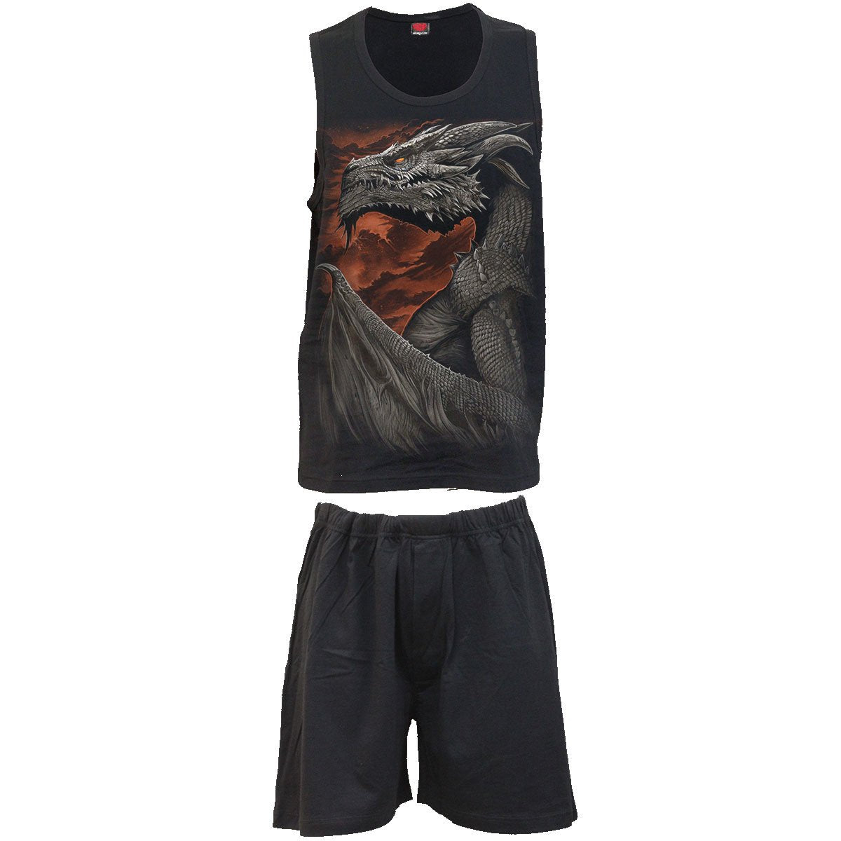 Breaking Out gothic  4pc Mens Gothic Pyjama Set in Black by Spiral Clothing 