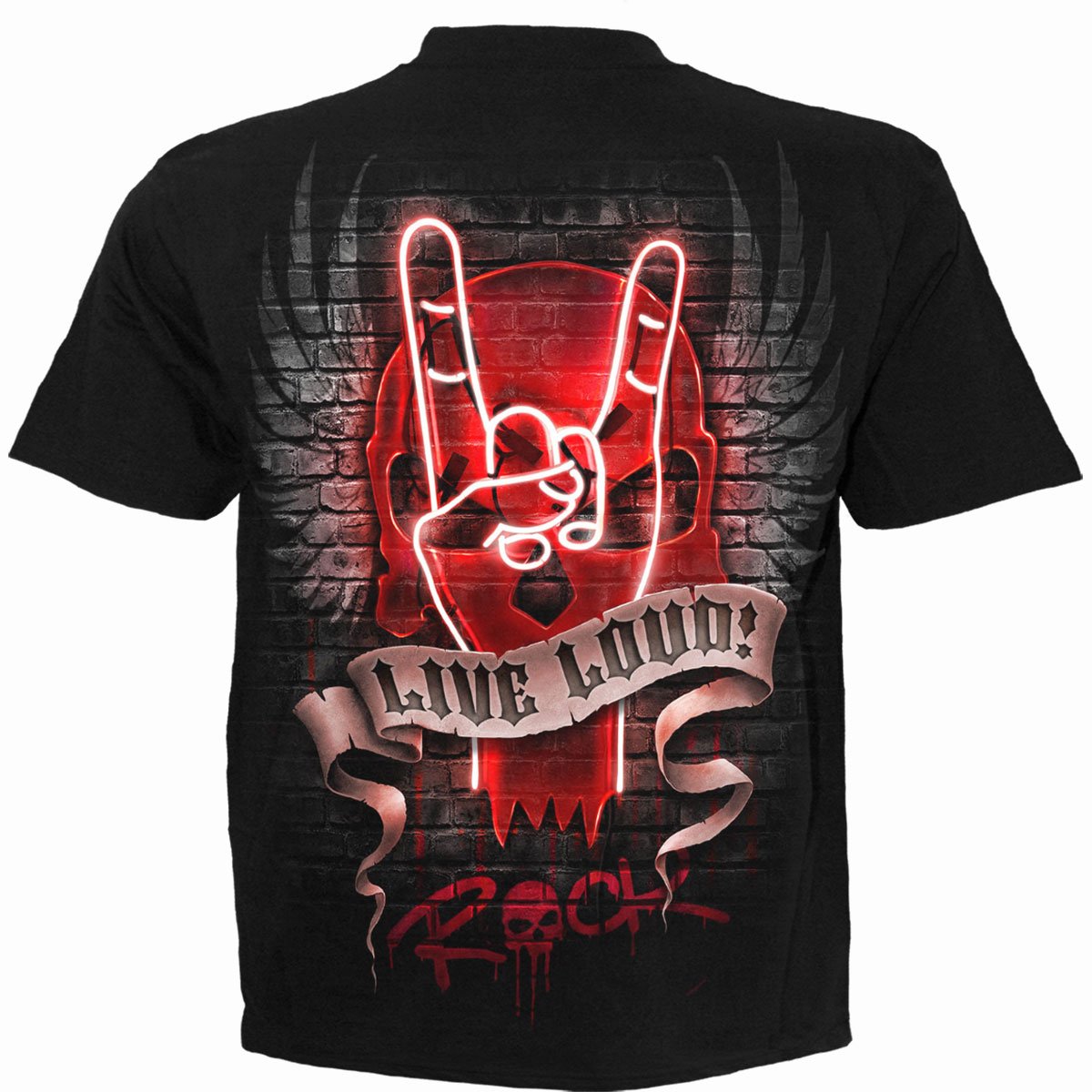 Live Loud gothic T-Shirt in Black by Spiral Clothing 