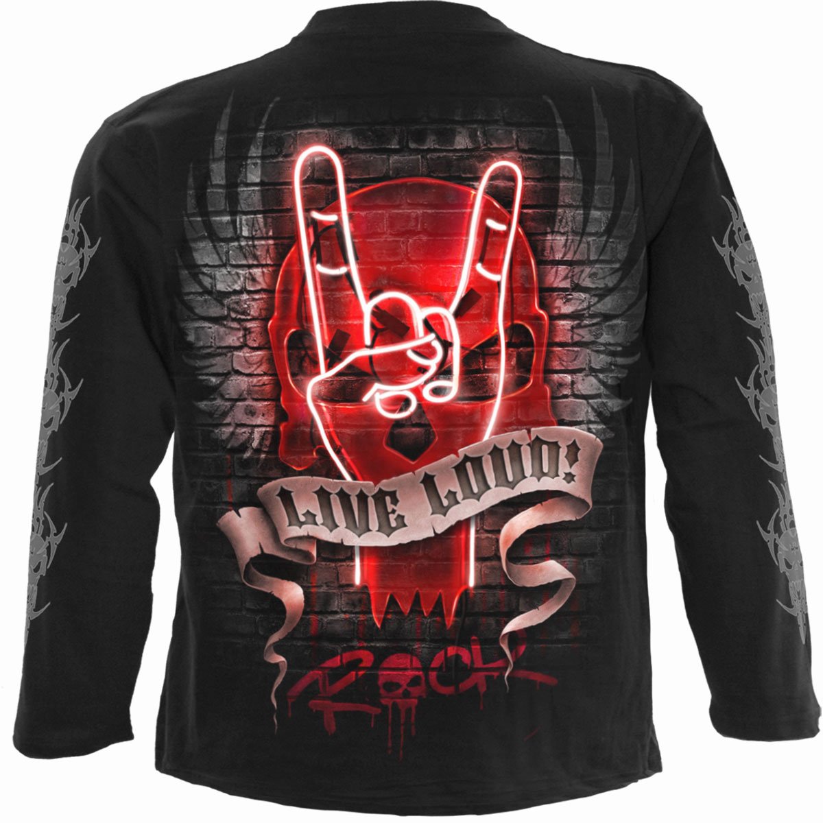 Live Loud gothic  Longsleeve T-Shirt in Black by Spiral Clothing 