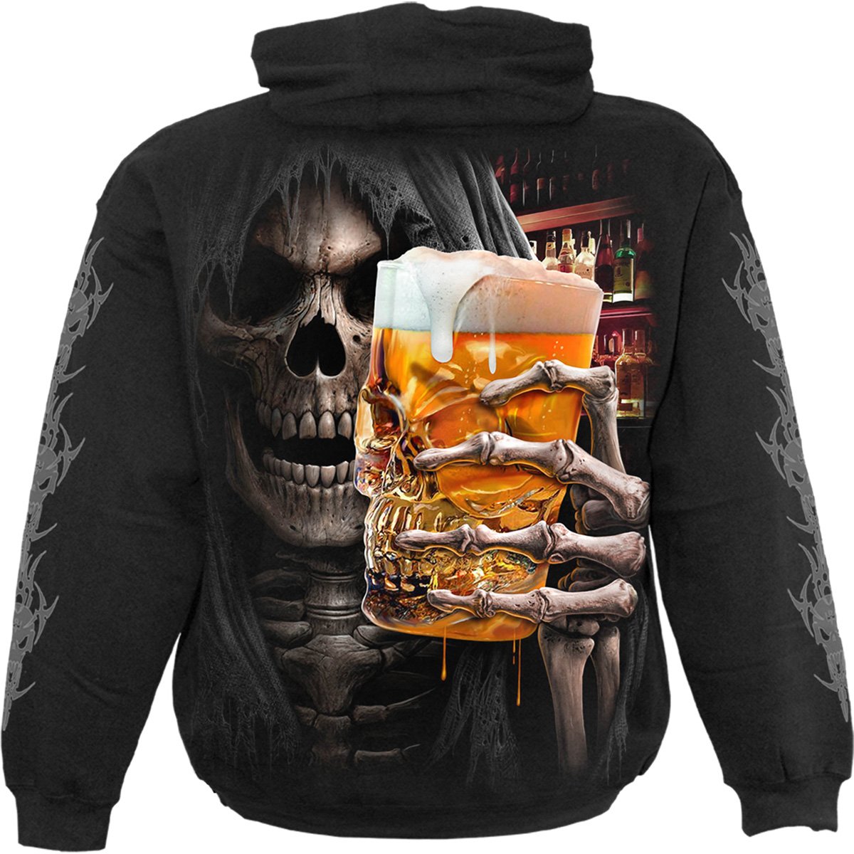 Back view of Live Loud gothic  Hoody in Black by Spiral Clothing