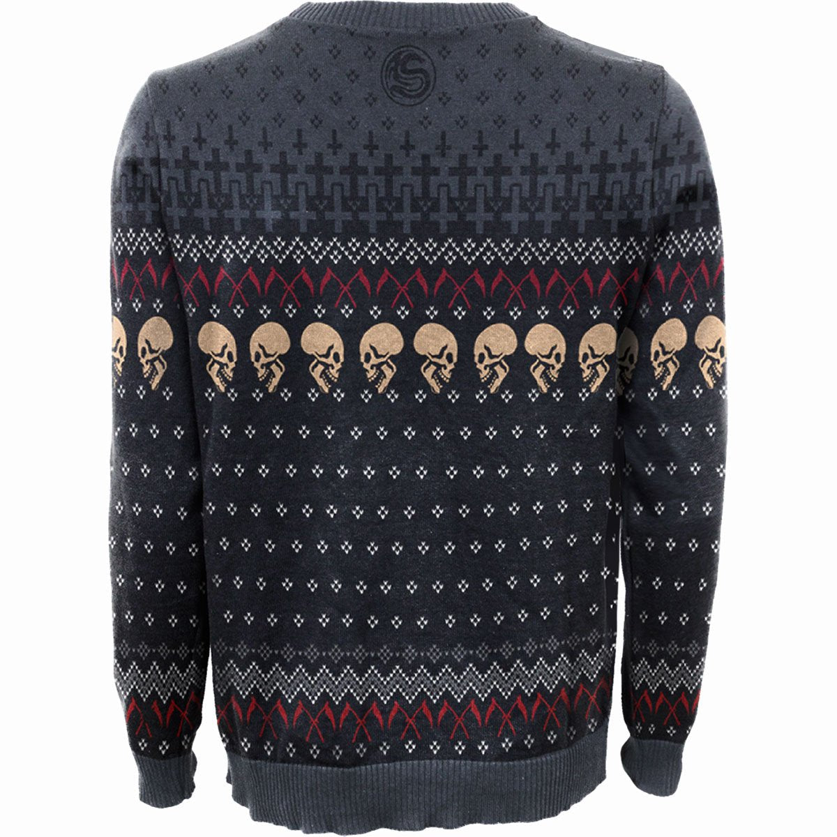 Back view of Evil Rock gothic  Knitted Wrap Jumper in Black by Spiral Clothing