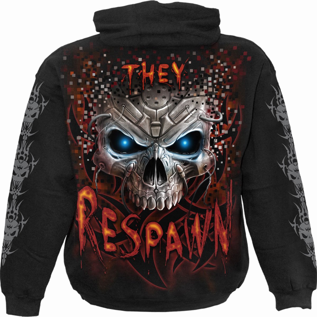 Respawn gothic Kids Hoody in Black by Spiral Clothing 
