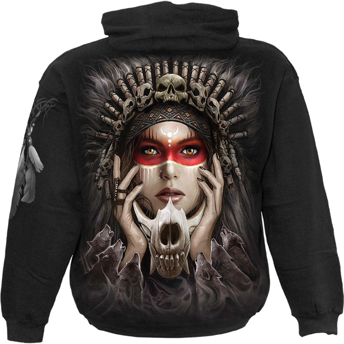 Cry Of The Wolf gothic  Hoody in Black by Spiral Clothing 
