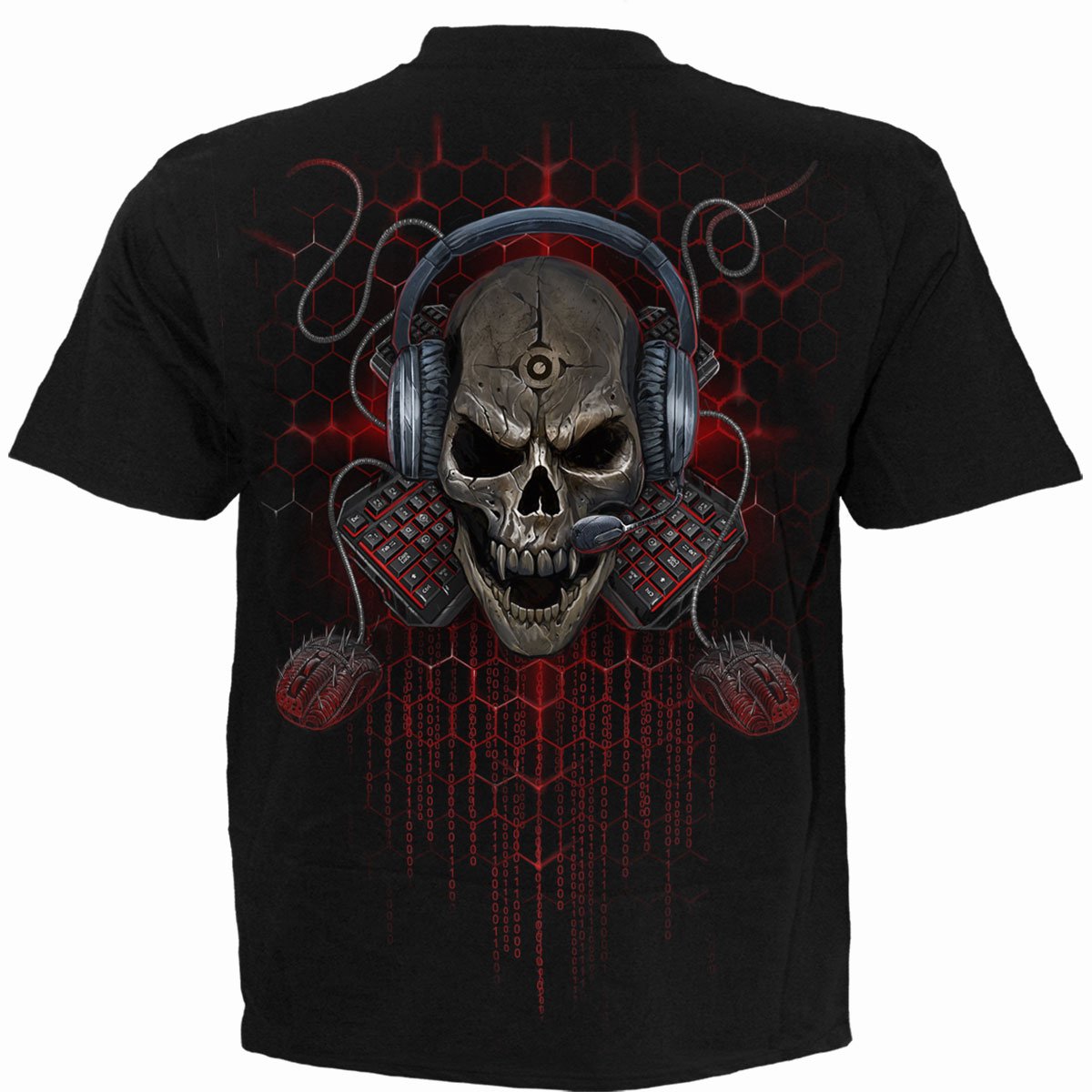 Back view of PC Gamer gothic Kids T-Shirt in Black by Spiral Clothing