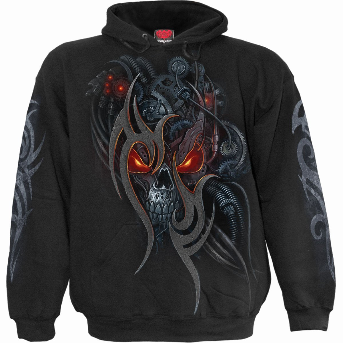 Steampunk Skull gothic Men's Hoody in Black by Spiral Clothing - Front view