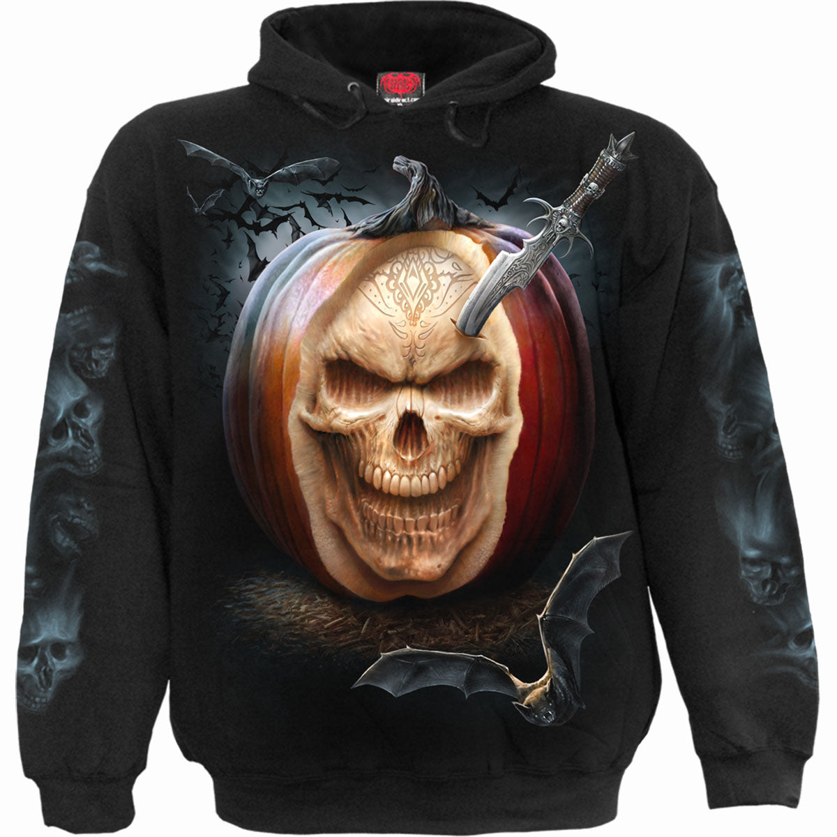 Carving Death gothic Men's Hoody in Black by Spiral Clothing - Front view