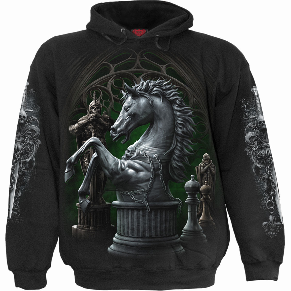 Checkmate gothic Men's Hoody in Black by Spiral Clothing 