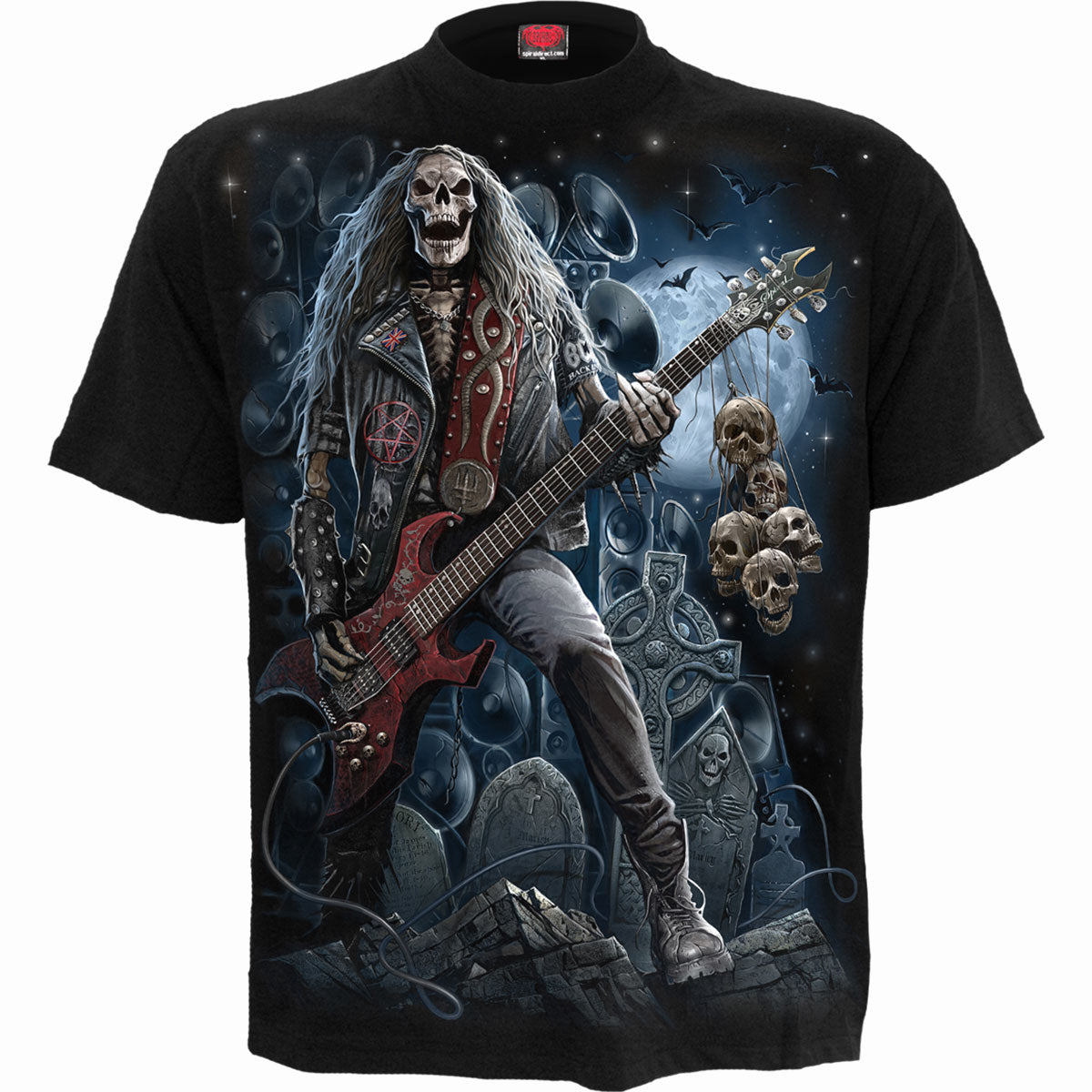 Grim Rocker gothic T-Shirt in Black by Spiral Clothing - Front view