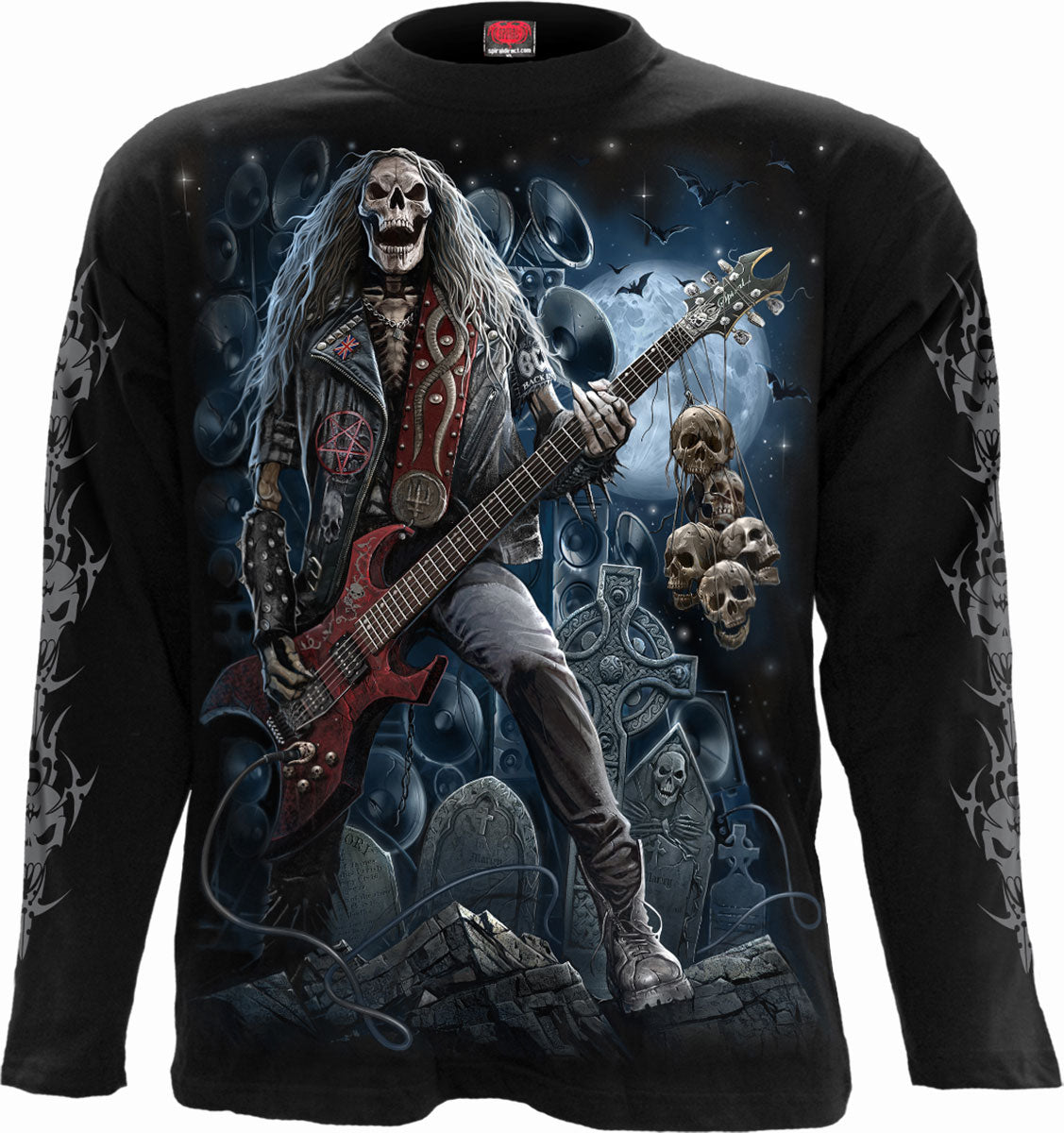 Grim Rocker gothic Men's Longsleeve T-Shirt in Black by Spiral Clothing 