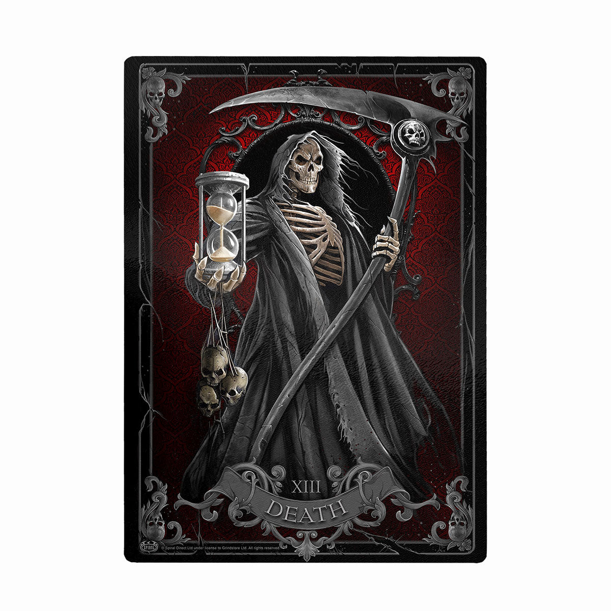 Death Tarot gothic  Glass Chopping Board (Rectangular) in Black by Spiral Clothing 