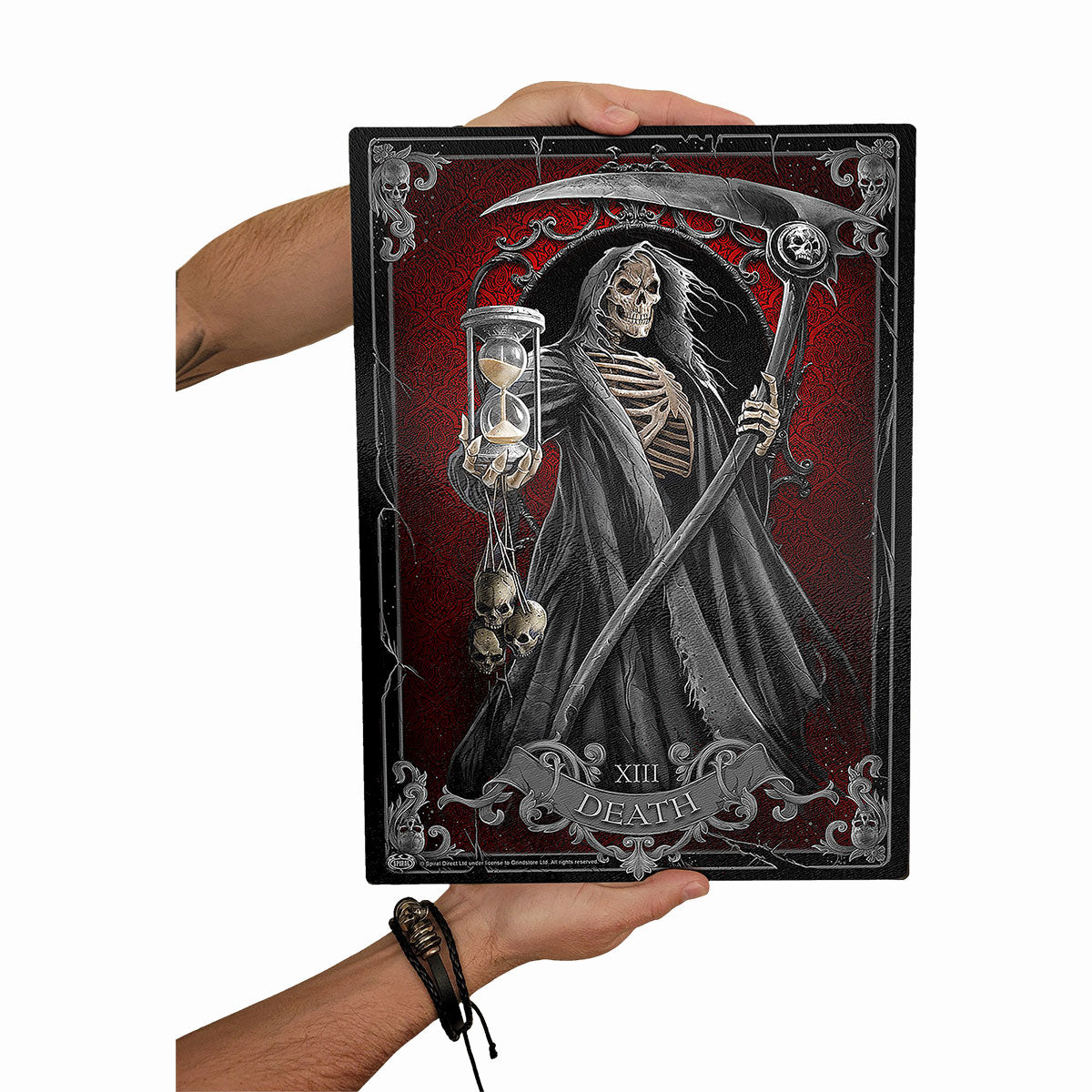 Death Tarot gothic  Glass Chopping Board (Rectangular) in Black by Spiral Clothing 