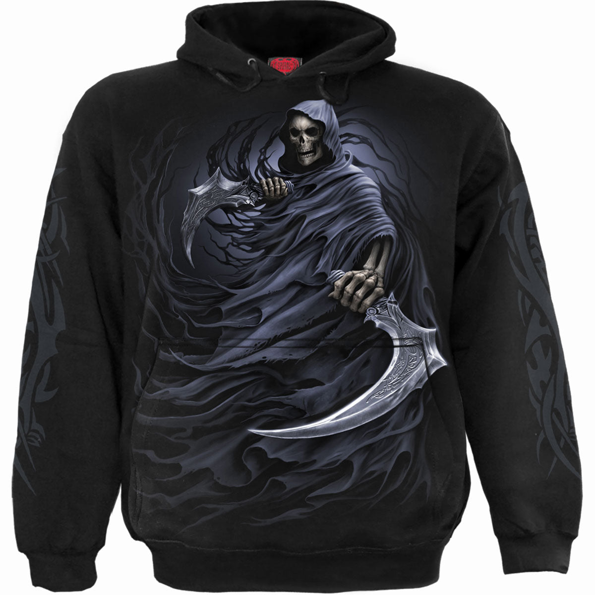 Double Death gothic Men's Hoody in Black by Spiral Clothing 