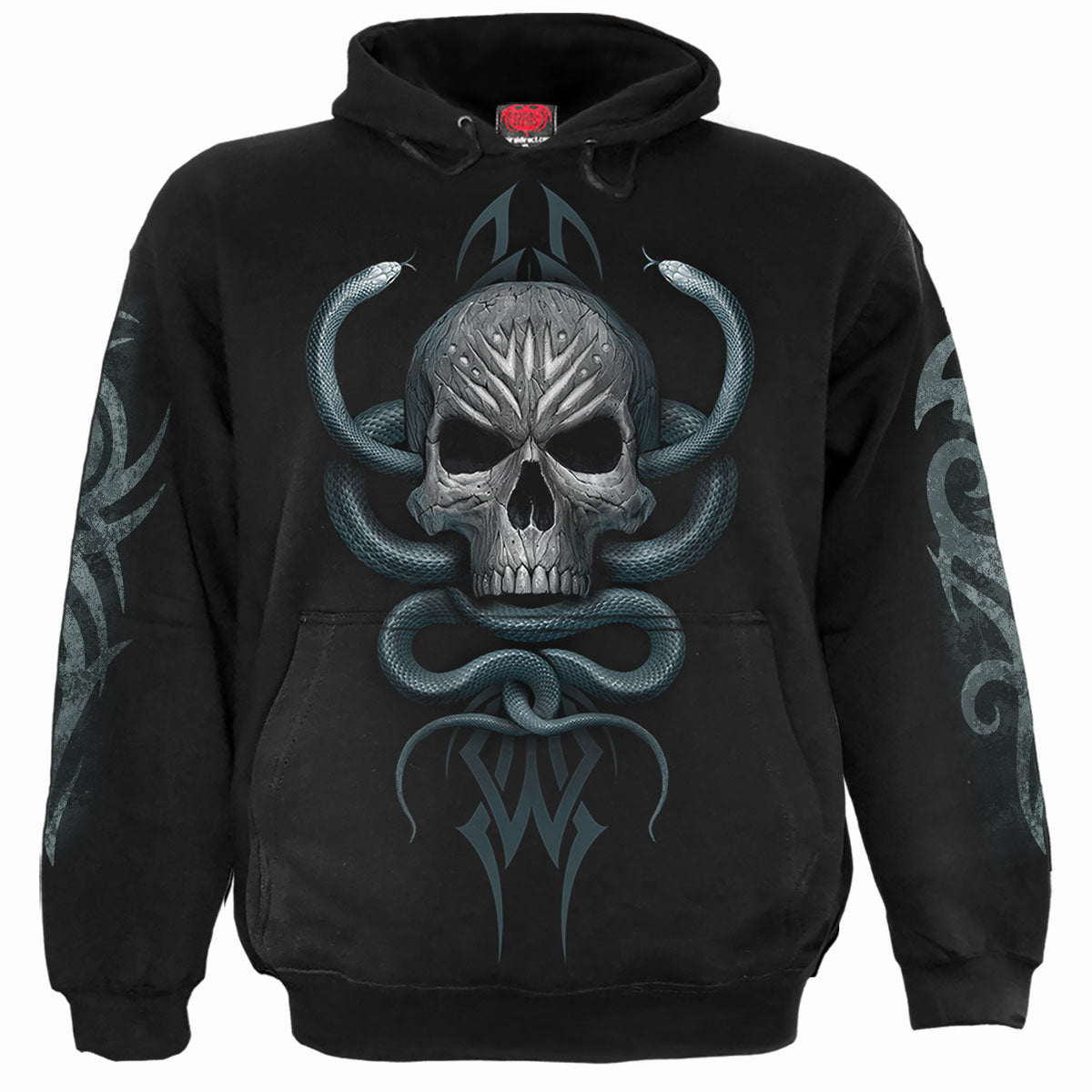 Stone Gaze gothic Men's Hoody in Black by Spiral Clothing - Front view