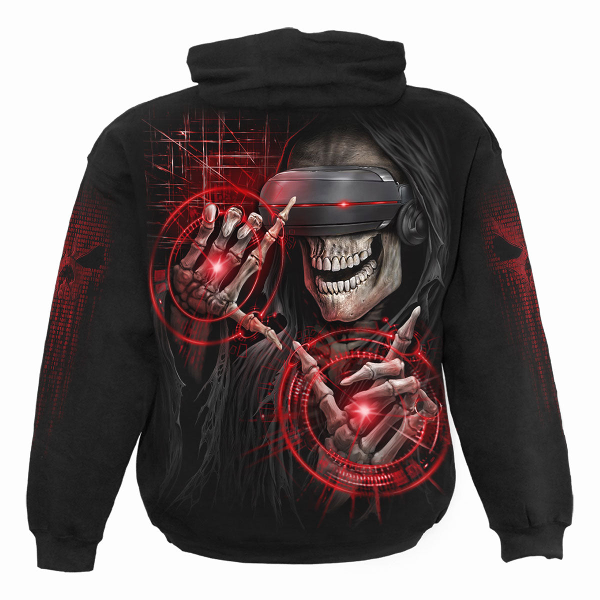 Back view of Cyber Death gothic  Hoody in Black by Spiral Clothing