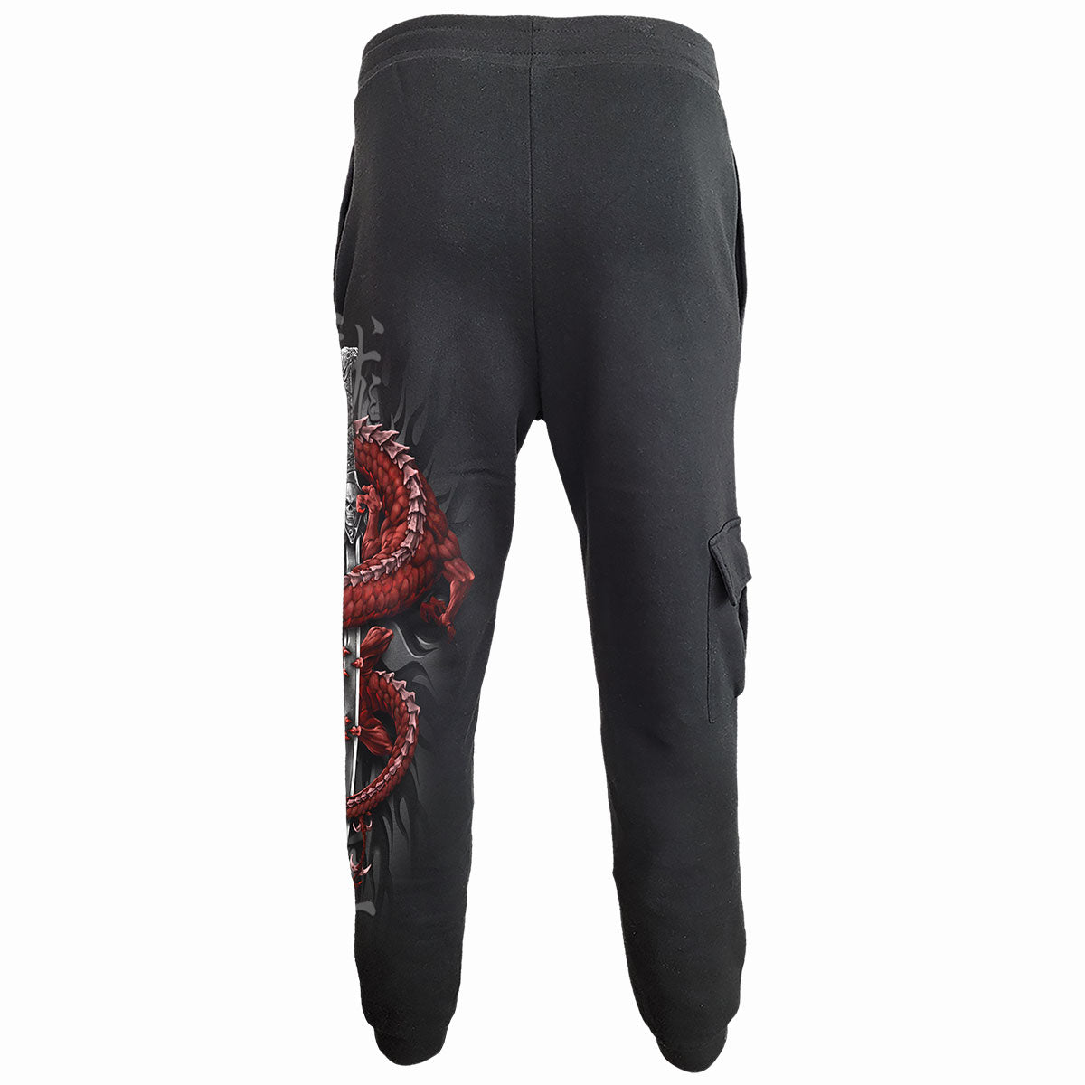 Oriental Dragon gothic  Casual Cargo Joggers in Black by Spiral Clothing 