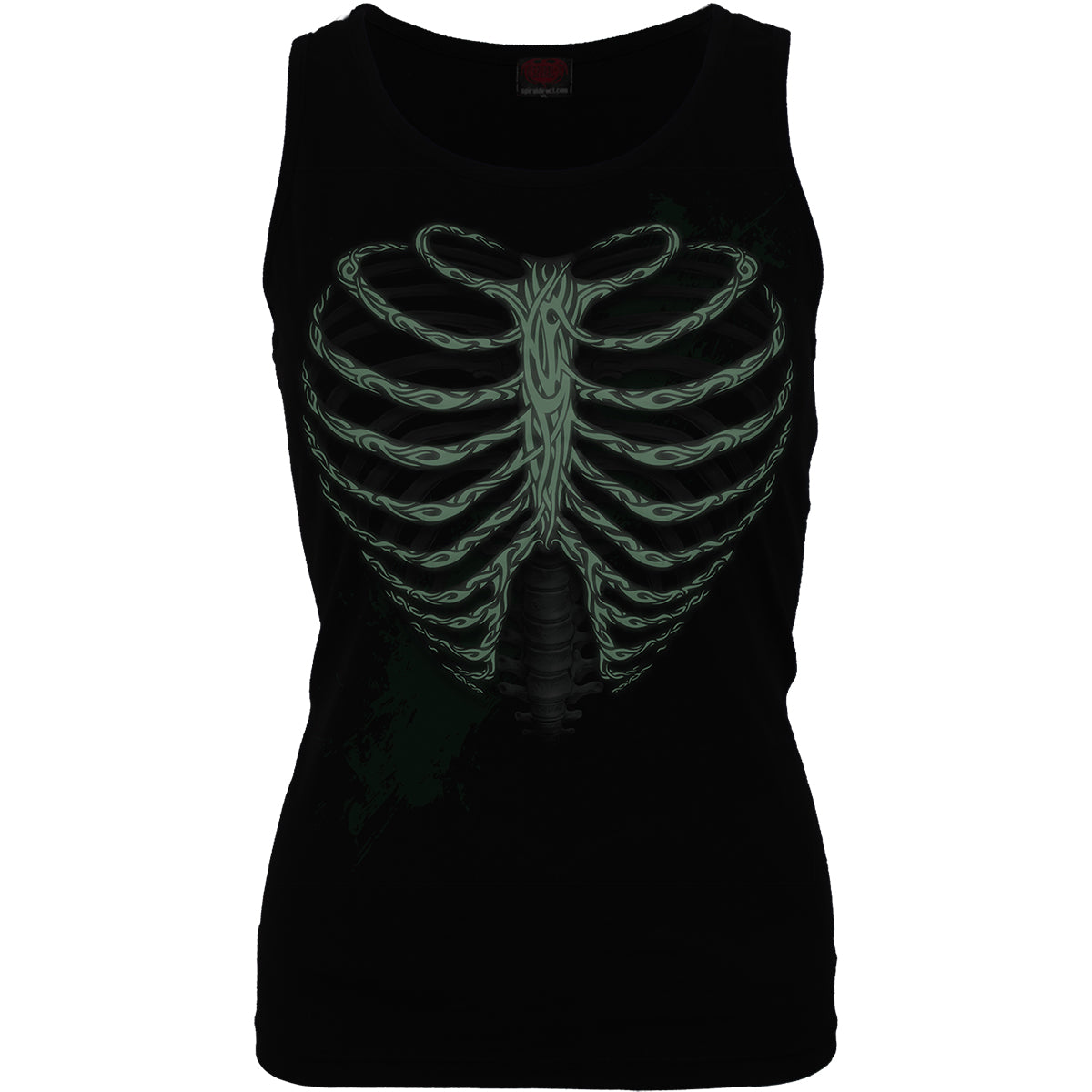Heart Ribs - Glow In The Dark gothic  Razor Back Top in Black by Spiral Clothing