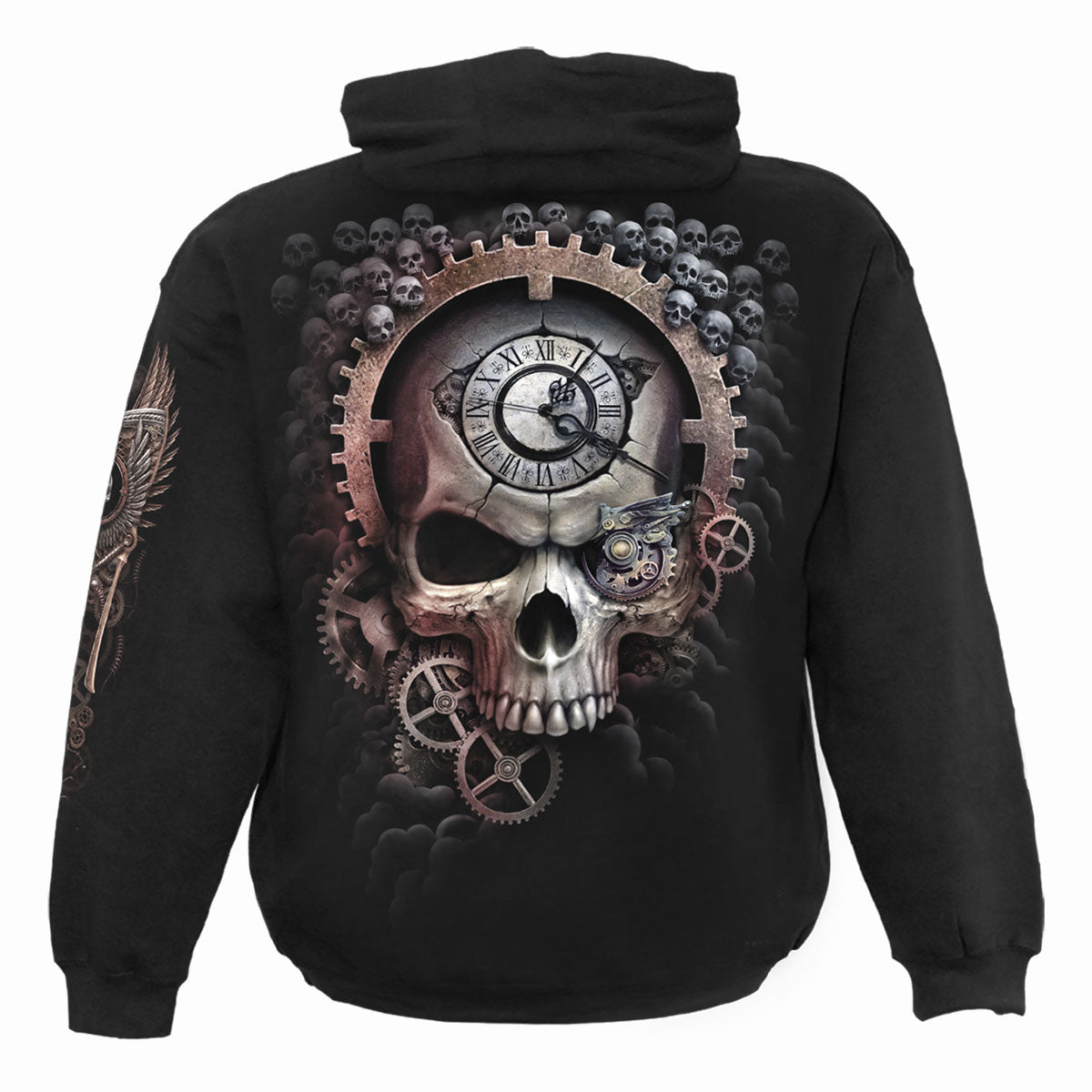 Back view of Reaper Time gothic  Hoody in Black by Spiral Clothing