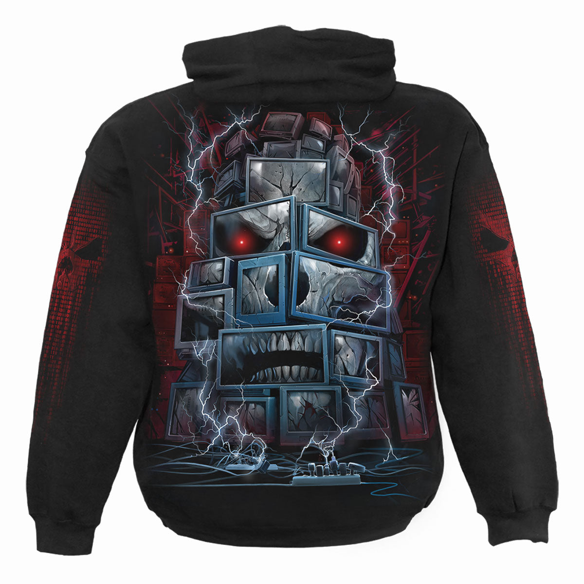 Back view of Death By TV gothic Hoody in Black by Spiral Clothing