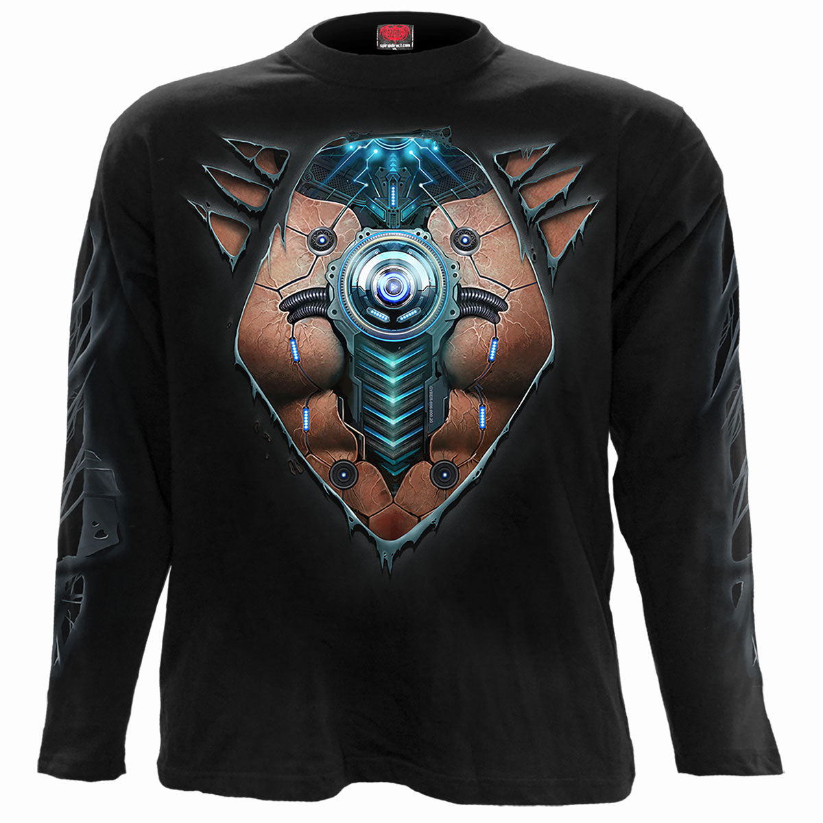 Cyber Skin gothic Men's Longsleeve T-Shirt in Black by Spiral Clothing - Front view