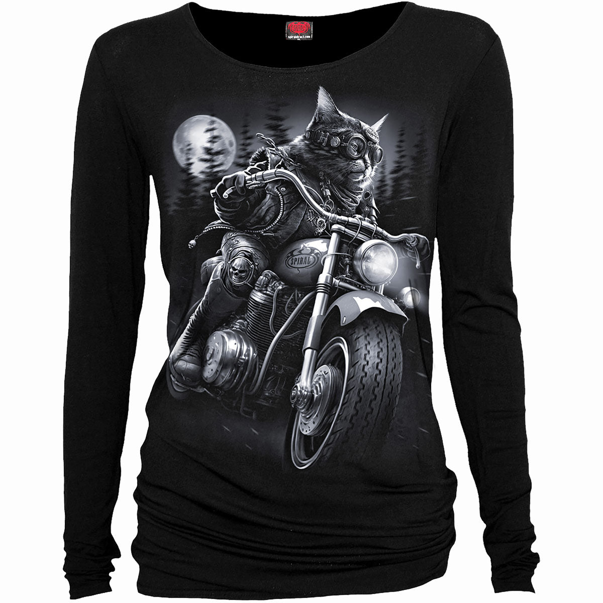 Nine Lives gothic Baggy Top in Black by Spiral Clothing - Front view