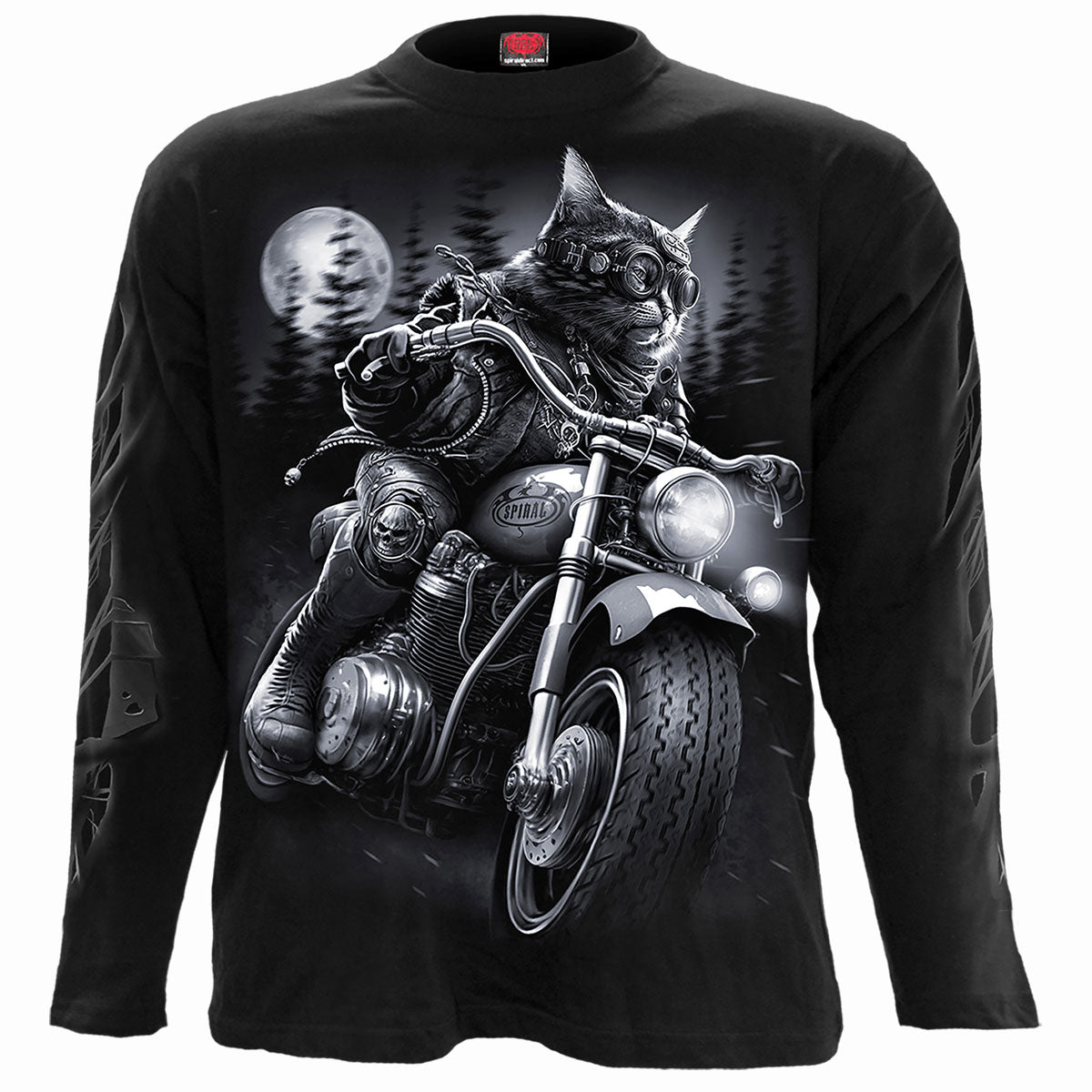 Nine Lives gothic Men's Longsleeve T-Shirt in Black by Spiral Clothing 