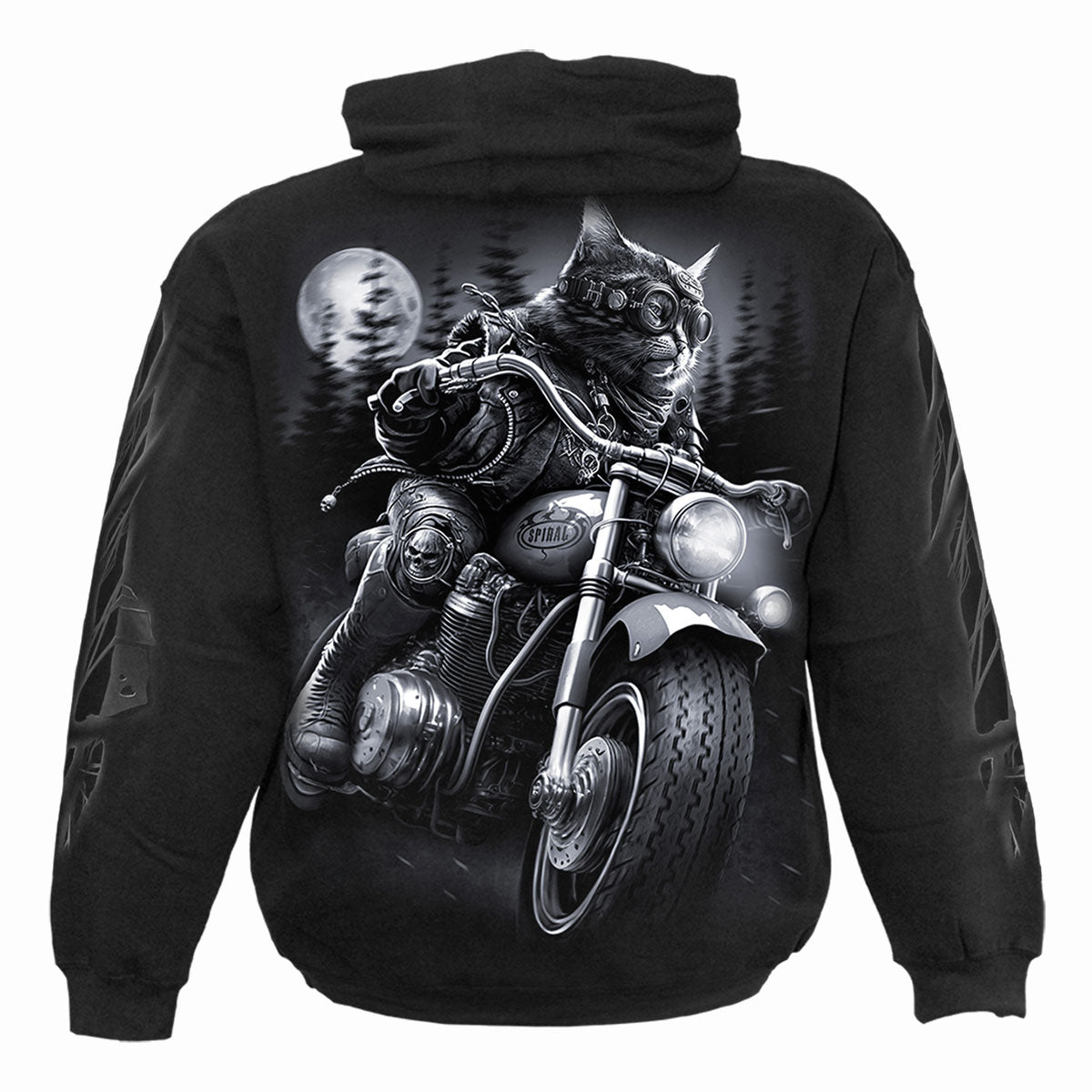 Nine Lives gothic  Hoody in Black by Spiral Clothing 