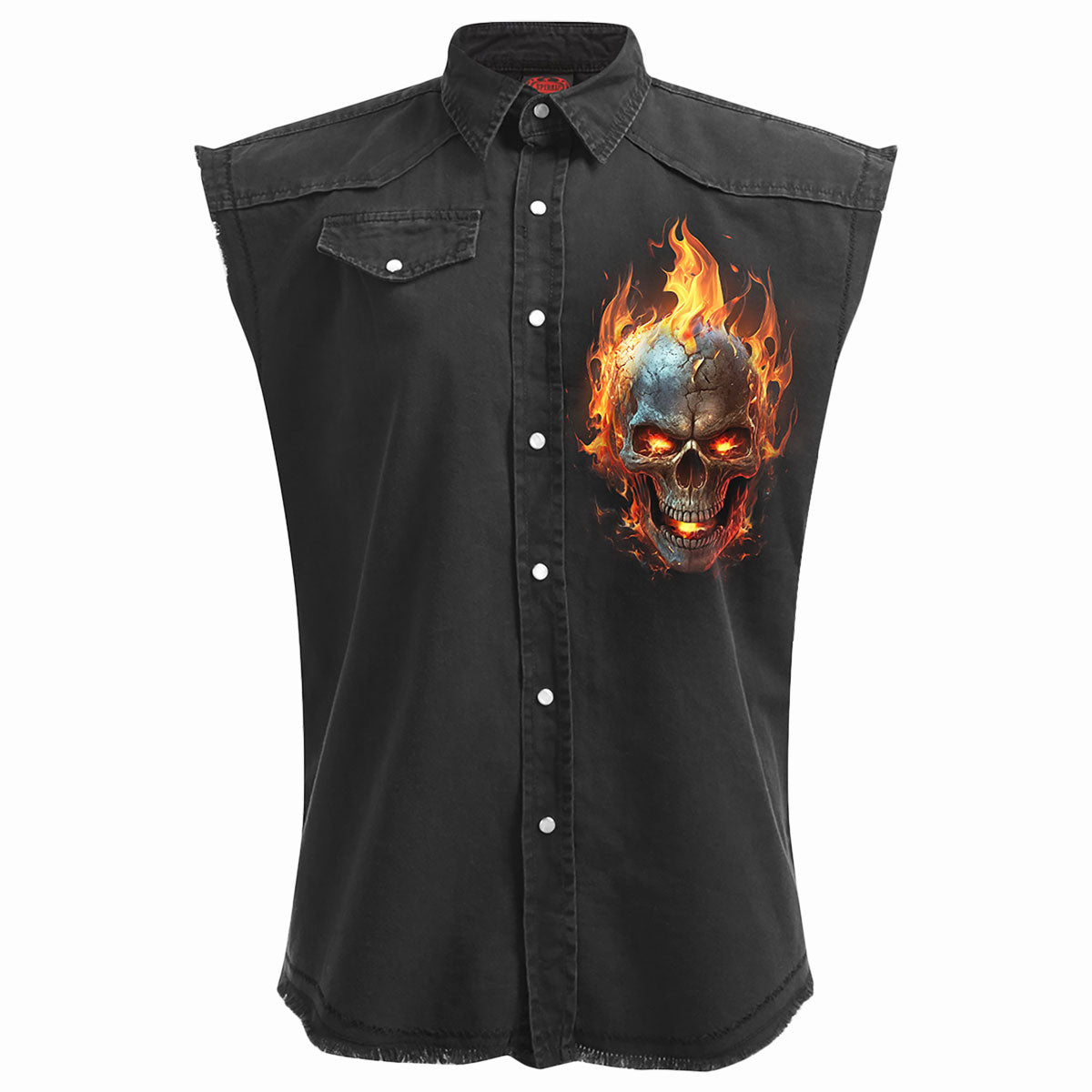Night Rider gothic Men's Sleeveless Stone Washed Worker Shirt in Black by Spiral Clothing 