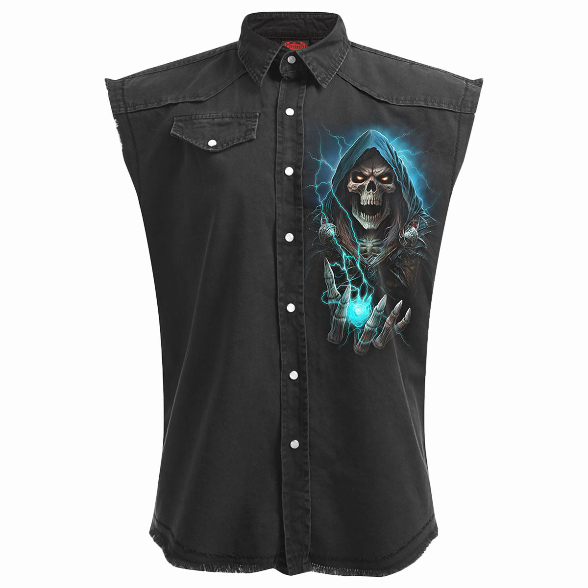 Dead Metal gothic Sleeveless Stone Washed Worker Shirt in Black by Spiral Clothing 