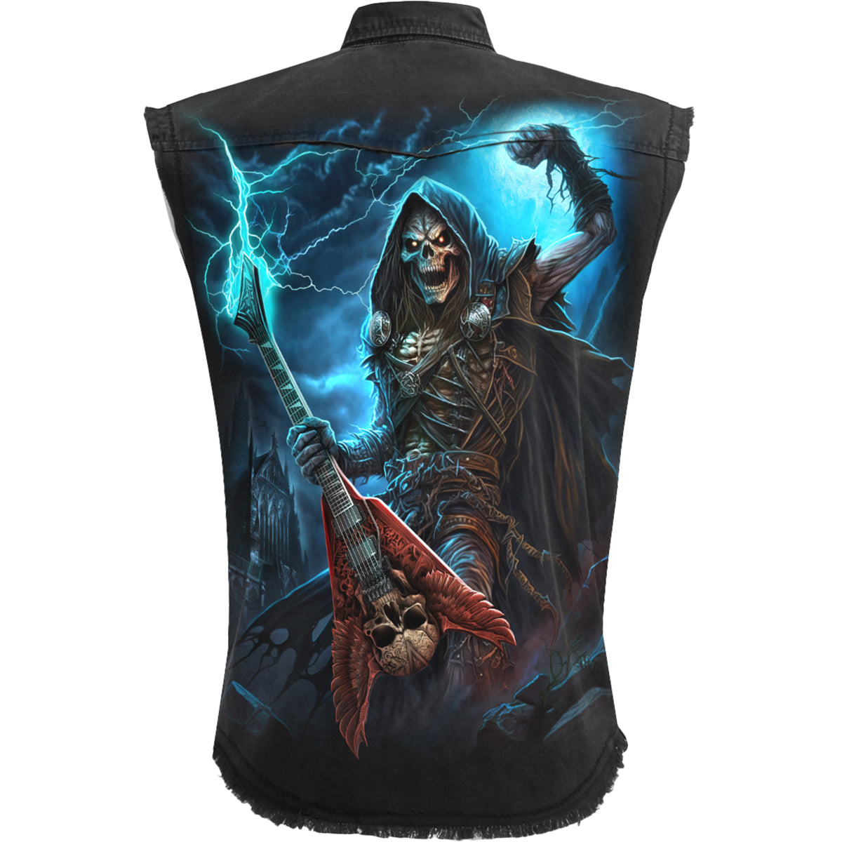 Dead Metal gothic Sleeveless Stone Washed Worker Shirt in Black by Spiral Clothing 