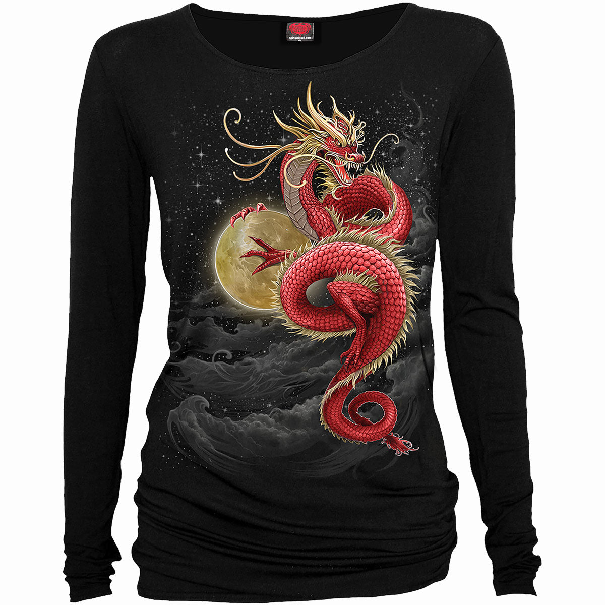 Male model wearing Shenlong gothic Baggy Top in Black by Spiral Clothing