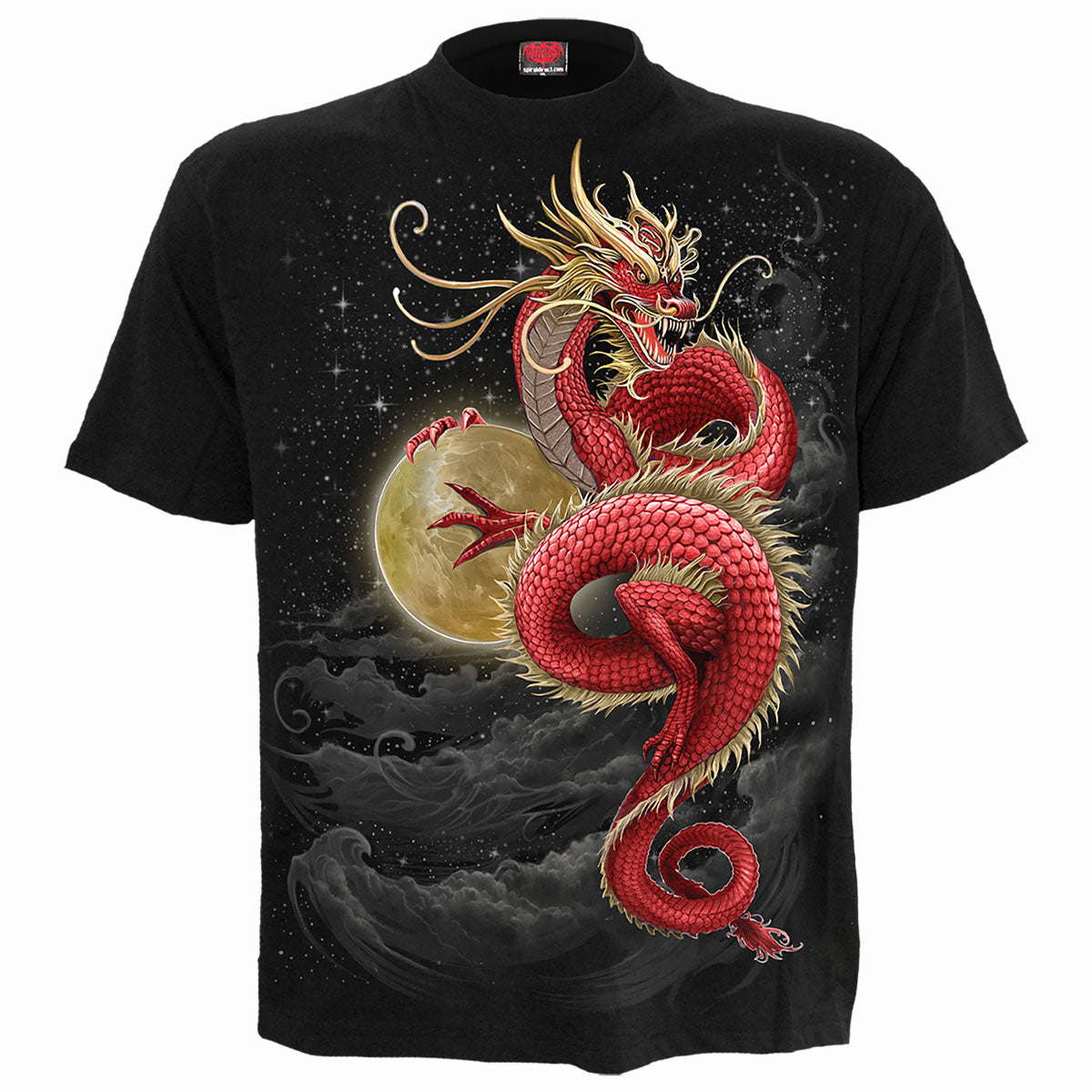 Shenlong gothic Front Print T-Shirt in Black by Spiral Clothing - Front view