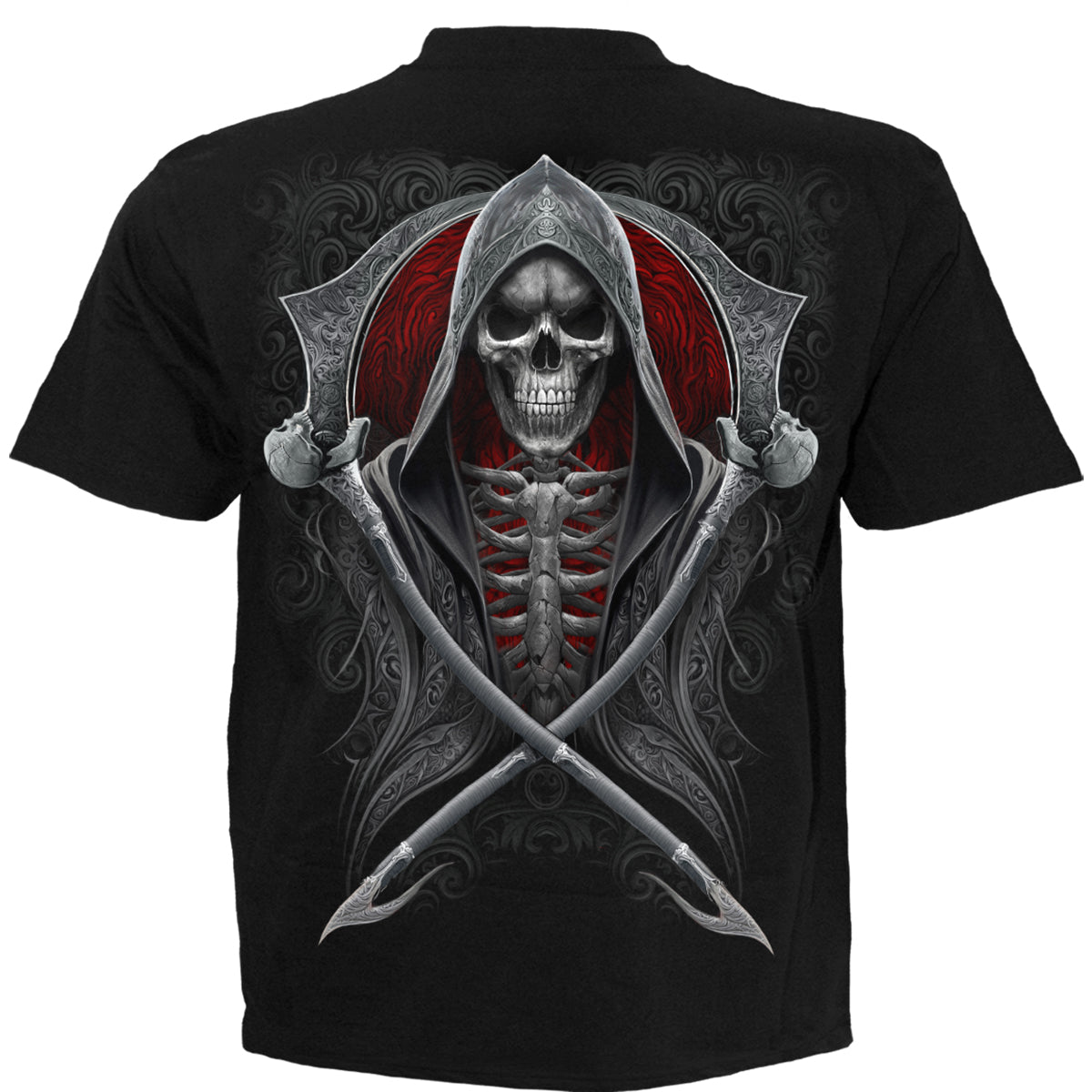 Back view of Reaper's Portal gothic  T-Shirt in Black by Spiral Clothing