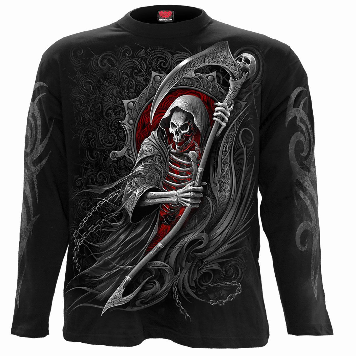 Reaper's Portal gothic Men's Longsleeve T-Shirt in Black by Spiral Clothing - Front view