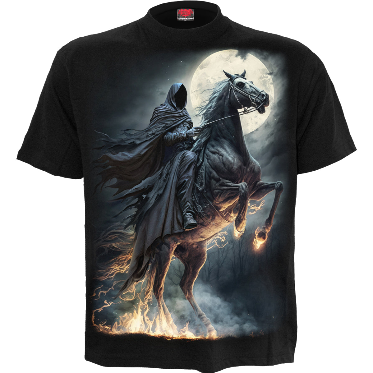 Shadow Rider gothic T-Shirt in Black by Spiral Clothing - Front view