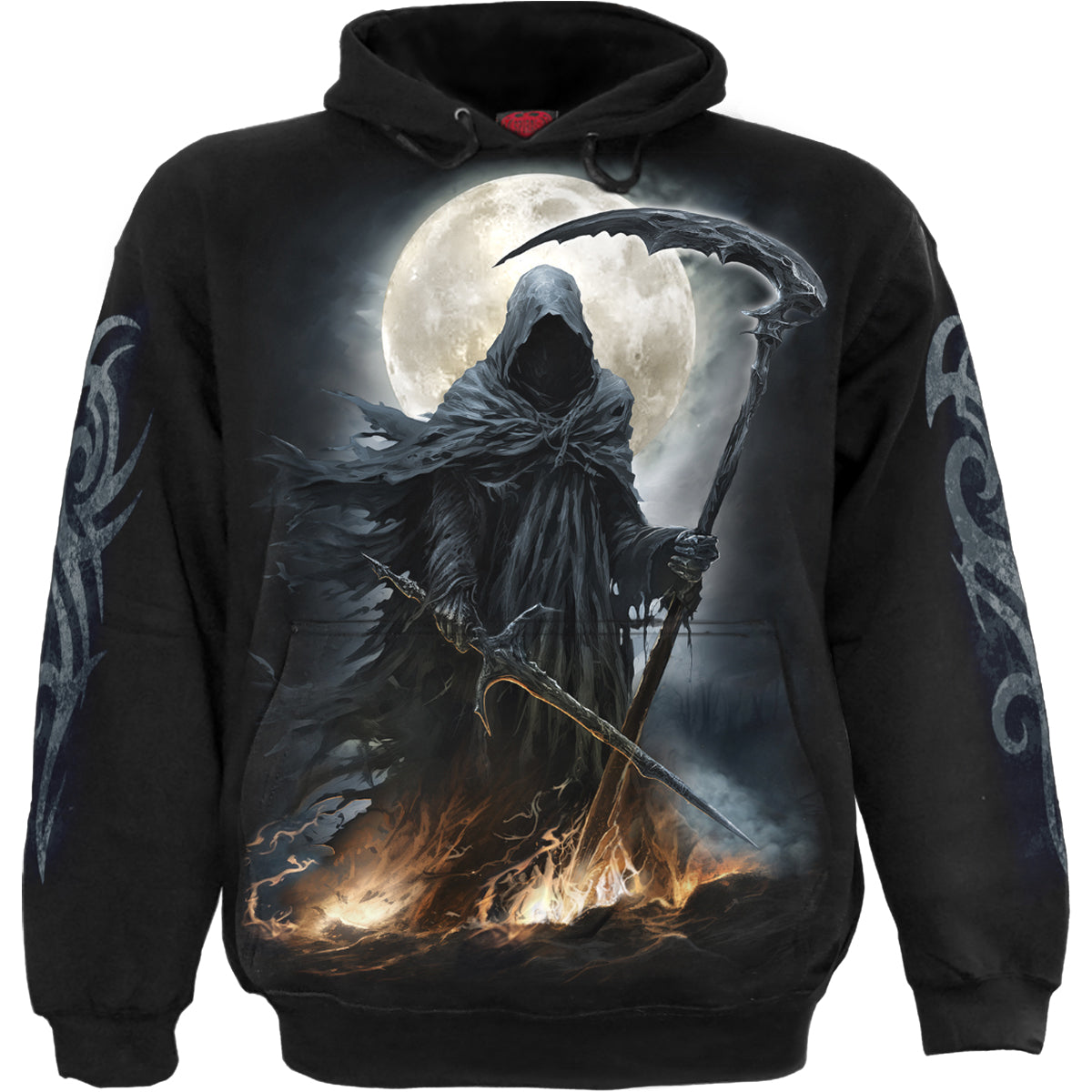Shadow Rider gothic Men's Hoody in Black by Spiral Clothing - Front view