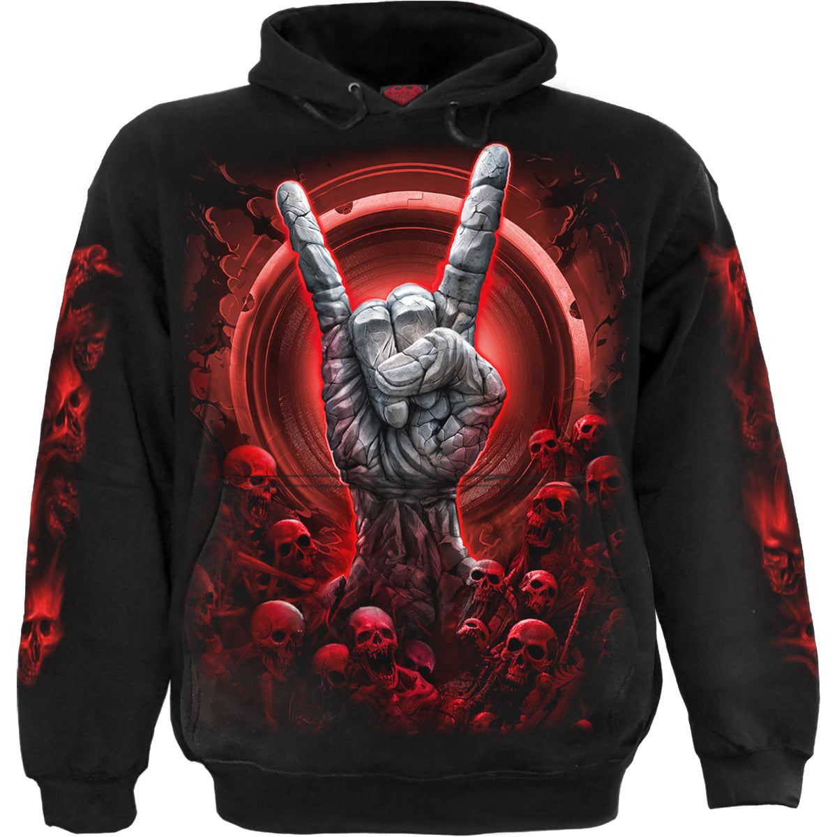 Tomb Of Rock gothic Hoody in Black by Spiral Clothing - Front view