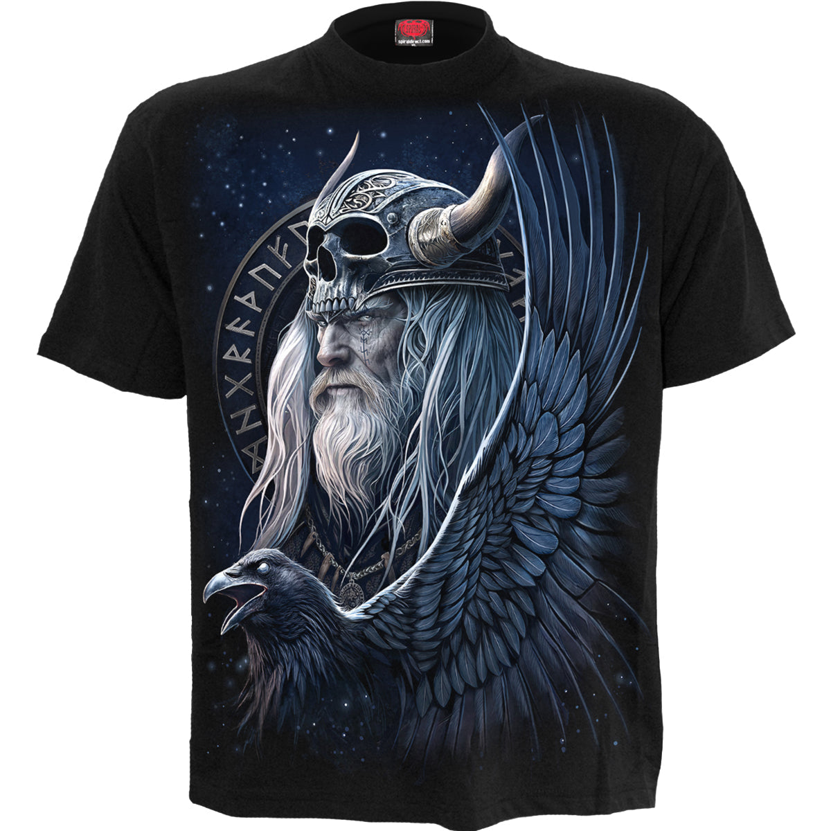 Odin's Warrior gothic Men's T-Shirt in Black by Spiral Clothing - Front view