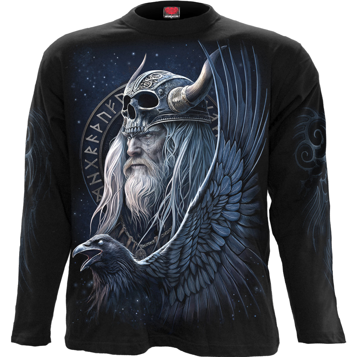 Odin's Warrior gothic Men's Longsleeve T-Shirt in Black by Spiral Clothing 