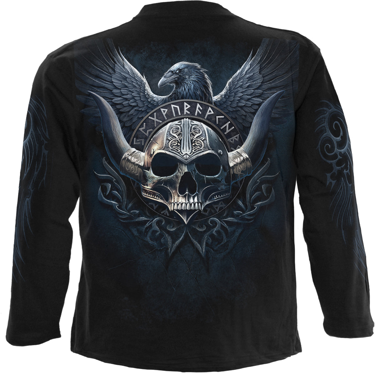 Odin's Warrior gothic  Longsleeve T-Shirt in Black by Spiral Clothing 
