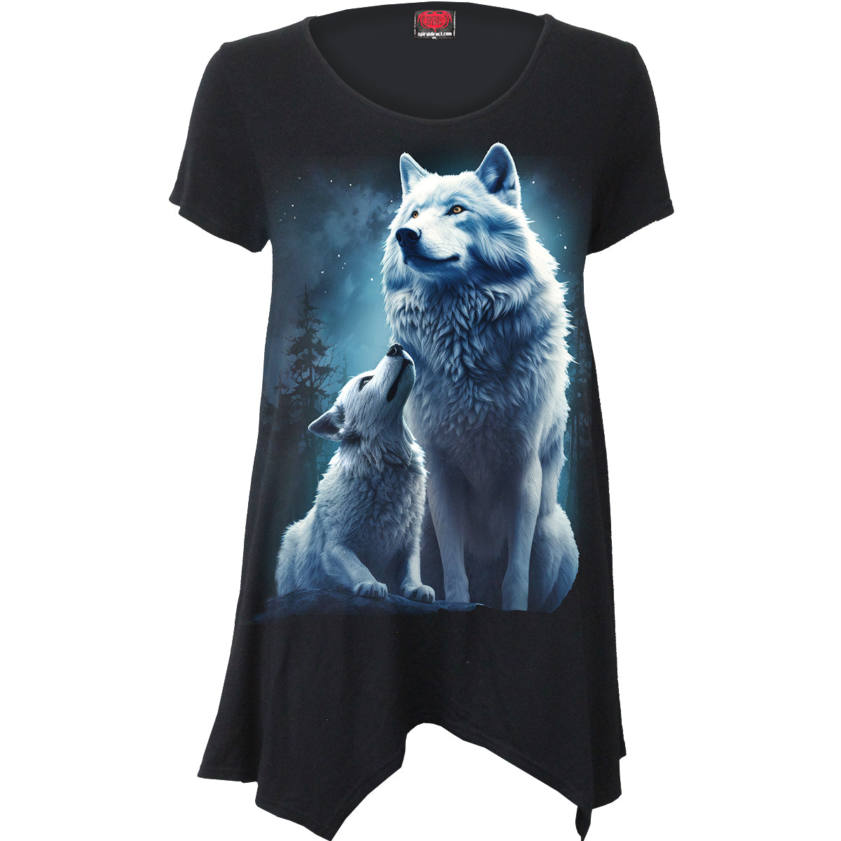 Wolf Guardian gothic Smock - Tunic Casual Top in Black by Spiral Clothing - Front view