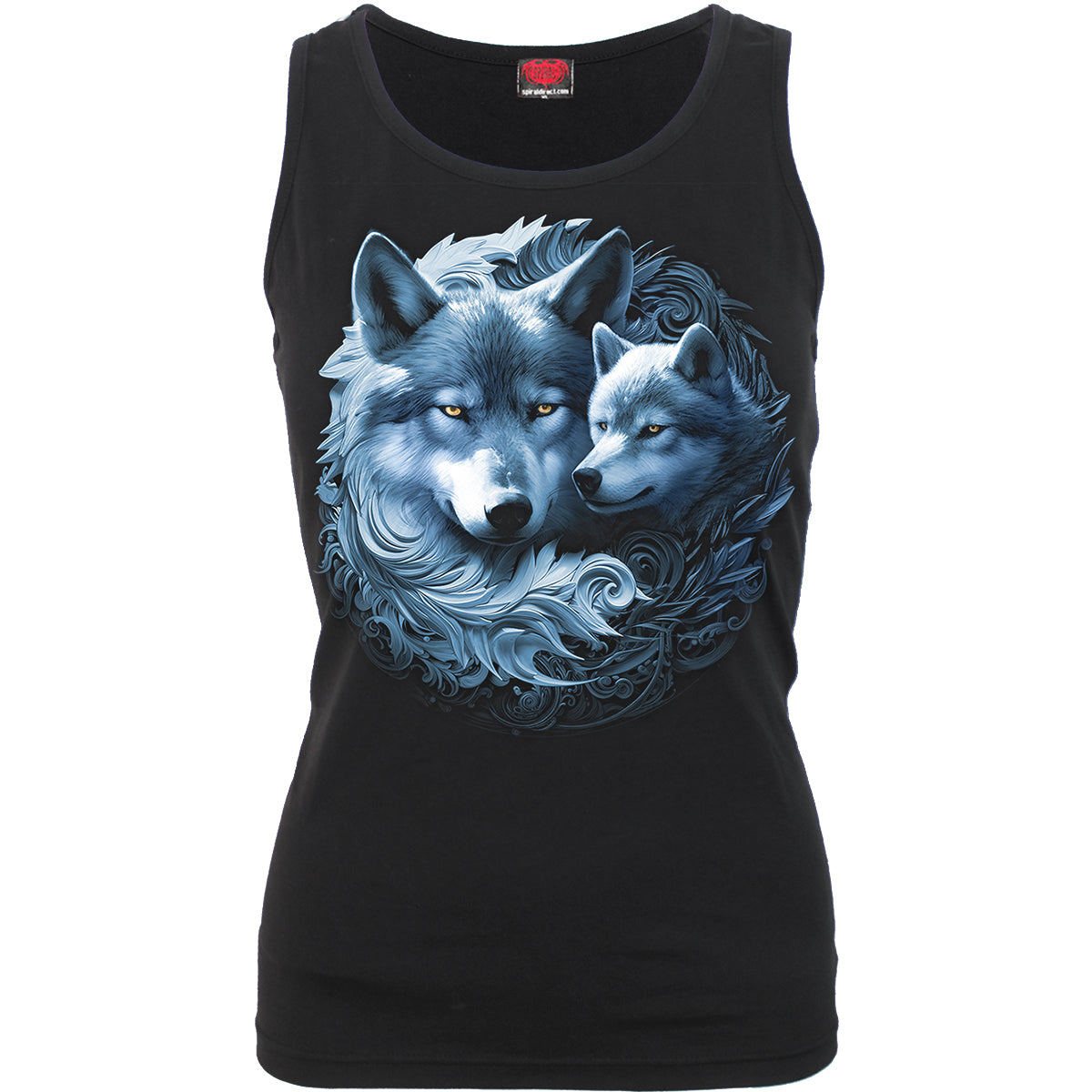 Wolf Guardian gothic Razor Back Top in Black by Spiral Clothing - Front view